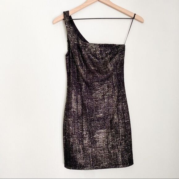 ASTR black & gold one-shoulder mini dress - Picture 2 of 6